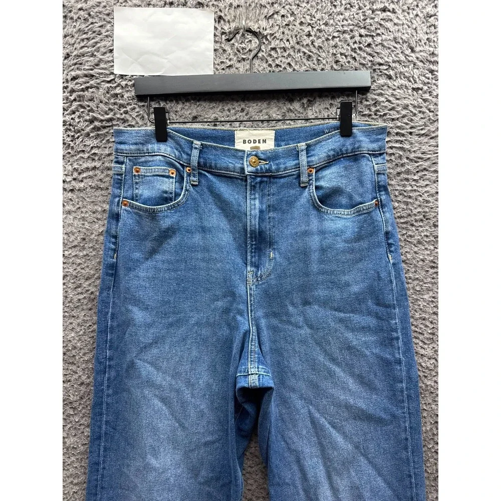 Boden High Rise Wide Leg Denim Jeans Medium Wash Blue Womens Size 32